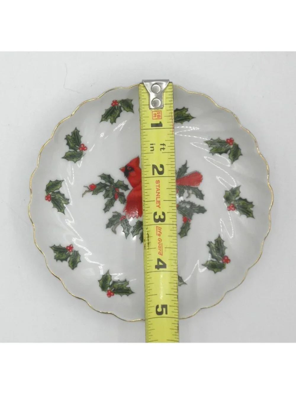 Holly by Lefton Bell Shaped Plate and Trinket/Candy Dish Hand-painted Cardinal